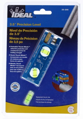 Miniatura 7 de Nivel Eléctrico IDEAL 35-206 Nivel de Electricista de Aluminio CNC Mecanizado con 2 Viales de Acrílico, Mordaza Magnética, Enrollador de Pulgar, Azul