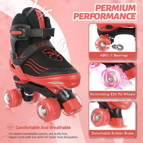 Miniatura 5 de Patines de Ruedas para Niños, Niñas y Pequeños de 3 a 12 años, Ajustables en 4 Tallas para Niños y Adolescentes con Ruedas Iluminadas, Patines