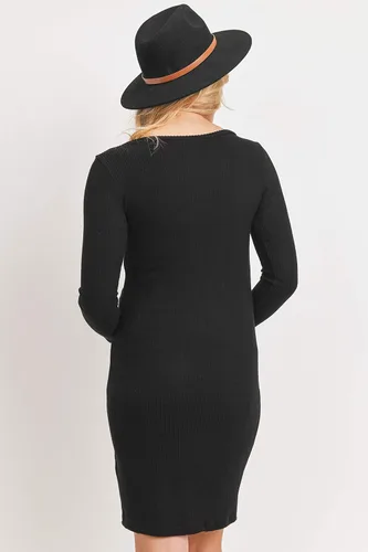 Miniatura 8 de HELLO MIZ - Vestido de maternidad acanalado de punto para mujer con manga larga