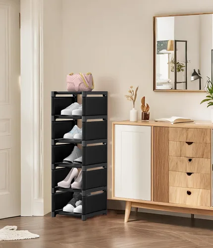 Miniatura 2 de Zapatero estrecho de 6 niveles, organizador vertical de zapatos de espacio pequeño, estante compacto de 9.84 pulgadas para armario y entrada