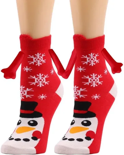 Miniatura 5 de Anager 5 pares de calcetines de Navidad de la mano tomados de la mano pareja magnética mano media tubo calcetines divertidos regalos de Navidad