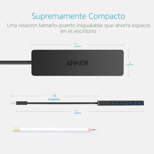 Miniatura 6 de Anker 4-Port USB 3.0 Ultra Slim – Puerto de catos para MacBook, Mac Pro/mini, iMac, Surface Pro, XPS, Notebook PC, pendrives, unidades de disco