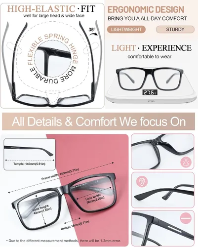 Miniatura 5 de MARE AZZURO Lentes de lectura con bloqueo de luz azul para hombres y lectores de computadora 1.0 1.25 1.5 1.75 2.0 2.25 2.5 2.75 3.0 3.5 4.0 5.0 6.0