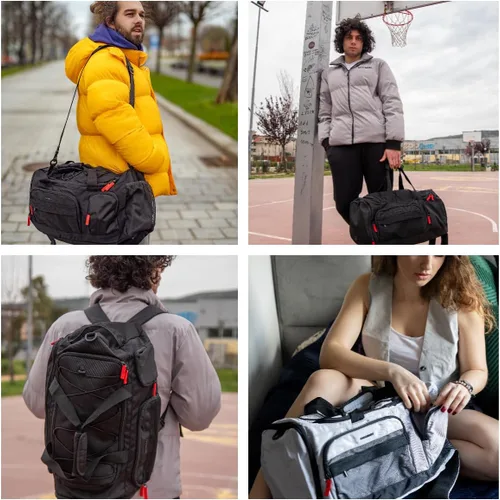 Miniatura 3 de BAGSMART Sports - Bolsa de viaje para gimnasio, bolsa de lona impermeable para hombres y mujeres, bolsa de entrenamiento de fin de semana, Gris