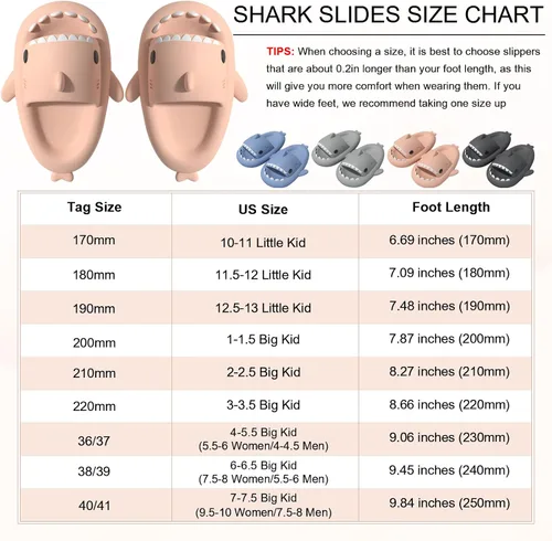 Miniatura 6 de EECH Sandalias de tiburón Cloud para niños y niñas, bonitas pantuflas para niños grandes, suela gruesa mejorada, sandalias de tiburón