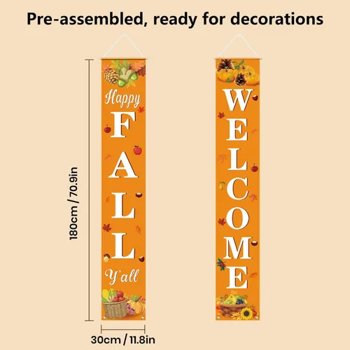 Miniatura 4 de Decoración de otoño para el hogar, feliz otoño, cartel colgante de bienvenida para porche, cosecha de otoño, decoraciones de Acción de Gracias
