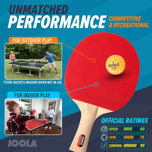 Miniatura 3 de JOOLA Juego de palas de ping pong familiar premium de 4 - Raquetillas de tenis de mesa avanzadas, 10 pelotas de ping pong de 3 estrellas