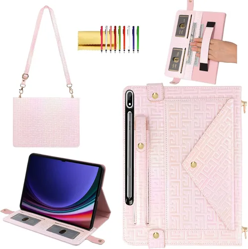Miniatura 11 de Bolso Funda para Samsung Galaxy Tab S10 FE/S9 FE 10.9"/S9/S8/S7 11", Techcircle Folio con Soporte Cruzado, Billetera con Ranura para Lápiz S Pen