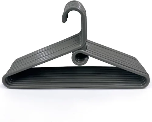 Perchas para ropa de plástico, paquete de 10 perchas de plástico resistentes que ahorran espacio, perchas de terciopelo, perchas para pantalones