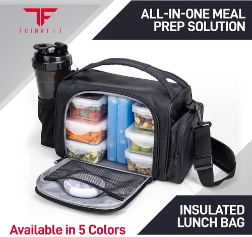 Miniatura 3 de ThinkFit Lonchera térmica para comida preparada con 6 contenedores para porciones de alimentos sin BPA, reutilizables, aptos para microondas
