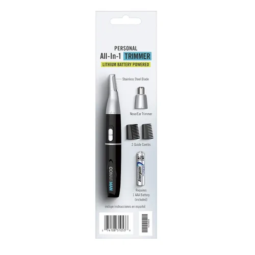 Miniatura 5 de ConairMAN Recortadora personal todo en uno para hombres, para nariz, oído, cejas y patillas, kit de aseo de 4 piezas, funciona con batería de litio