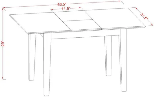 Miniatura 3 de East West Furniture NFT-MAH-T Norfolk - Mesa de comedor rectangular con hoja de mariposa, 32 x 54 pulgadas, caoba