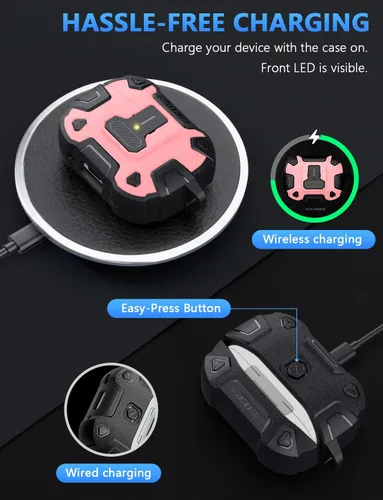 Miniatura 6 de Nillkin Funda para Airpods Pro de 2ª generación con imanes de bloqueo seguro, llavero de metal para hombres y mujeres, cuerpo completo, a prueba