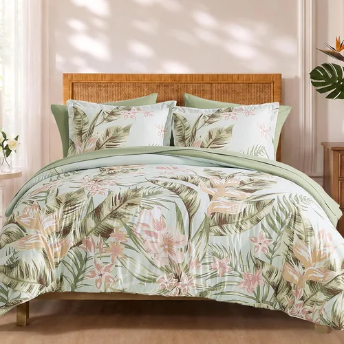 Miniatura 12 de BLOOMHAVEN Juego de edredón tamaño individual XL, juego de ropa de cama de 5 piezas con rosas florales para todas las estaciones, cama en una bolsa