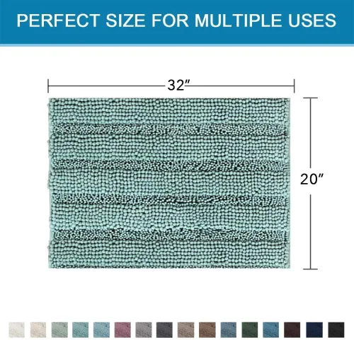 Miniatura 378 de H.VERSAILTEX Tapetes de baño antideslizantes para baño, alfombras de baño extragruesas de felpilla a rayas, tapetes de baño de 47" x 17", alfombras