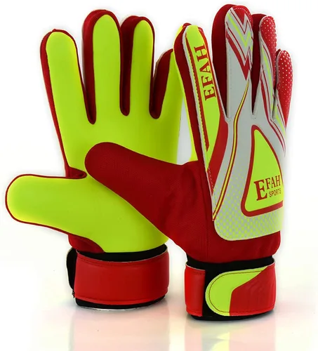 Guantes de portero de fútbol para niños y jóvenes, guantes de portero de fútbol con agarres fuertes Rojo/Amarillo