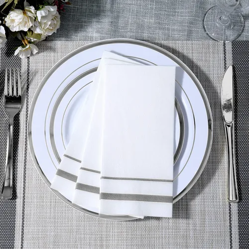 Miniatura 4 de FOCUSLINE 200 servilletas de baño desechables de tacto de lino, toallas de papel suaves y absorbentes, toallas de mano similares a la tela