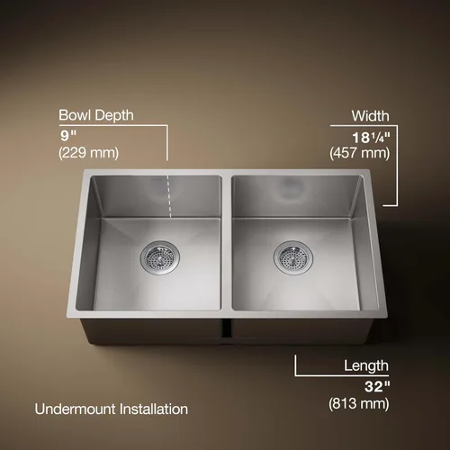 Miniatura 4 de KOHLER Strive K-5281-NA - Fregadero de acero inoxidable de 32 pulgadas con estante para lavabo