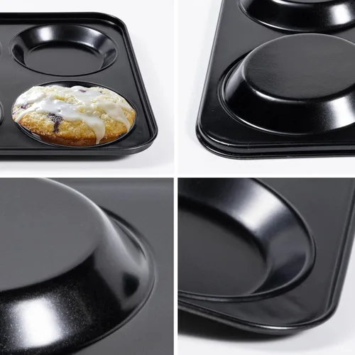 Miniatura 2 de Yomvzake Yorkshire - Molde para pudín, moldes para magdalenas de 4 pulgadas, paquete de 2 moldes antiadherentes para hamburguesas Whoopie, moldes