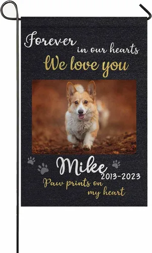 Miniatura 23 de Bandera conmemorativa personalizada para perros, banderas personalizadas con nombre de foto de mascota perdida, conmemoración para perros, Bandera