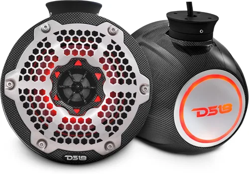 DS18 CF-PS6 - Altavoces de torre Wakeboard de 2 vías con luces RGB integradas - 300 MAX - Perfecto para motos acuáticas, ideal para ATV, UTV, Jeep,