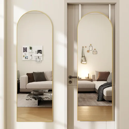 Miniatura 15 de Espejo de puerta, espejo arqueado de cuerpo completo sobre la puerta, 14 x 48 pulgadas, espejos colgantes o de pared, espejos de cuerpo completo