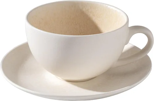 Miniatura 6 de Taza de Cerámica para Arte Latte con Platillo - 10 oz, Fondo Redondo para Vertidos Perfectos - Tazas de Café para Capuchino, Espresso, Café, Té
