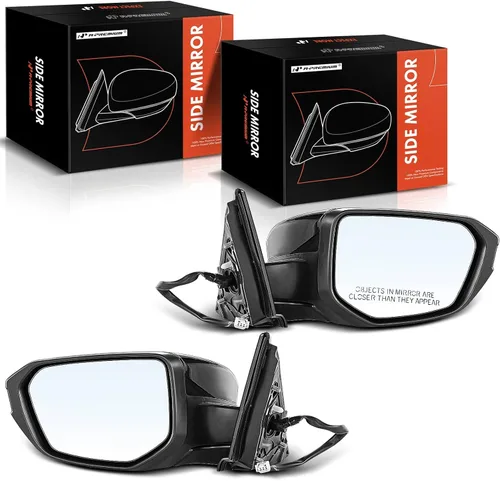 A-Premium Espejo de puerta eléctrica lateral izquierdo y derecho compatible con Honda Civic 2016-2021, sin calefacción, con ajuste de cristal Negro