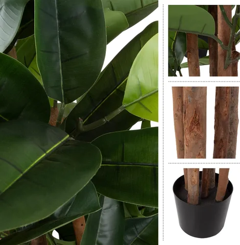 Miniatura 5 de Pure Garden - Planta de goma artificial, árbol sintético de 70 pulgadas con hojas de tacto natural, planta de interior realista en maceta