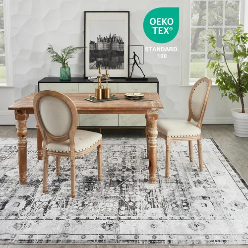 Miniatura 69 de Syalife 4x6 Alfombra Lavable para Área, Ultra Suave Antideslizante, Pila Baja, Alfombra Vintage Resistente a Manchas para Sala de Estar, Alfombra