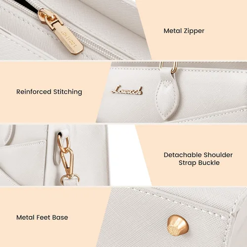 Miniatura 6 de LOVEVOOK Bolsos para mujer, bolsos tipo cartera con asa superior, bolso de mano de cuero negro con cremallera, bolso cruzado con asa superior