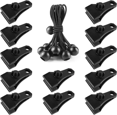 Miniatura 7 de 24 clips de lona y cuerdas elásticas para bolas, abrazaderas de lona, agarre de bloqueo resistente, clips de sujeción para toldo de piscina