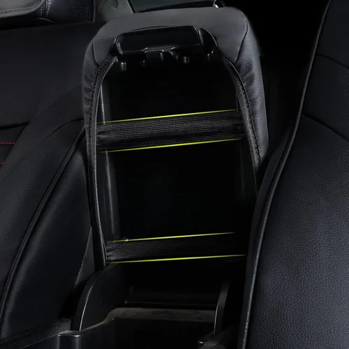 Miniatura 5 de AOMSAZTO Fundas de consola para Hyundai Tucson 2016 2017 2018 2019 2020 2021 Fundas para reposabrazos Hyundai Tucson negras con costuras rojas