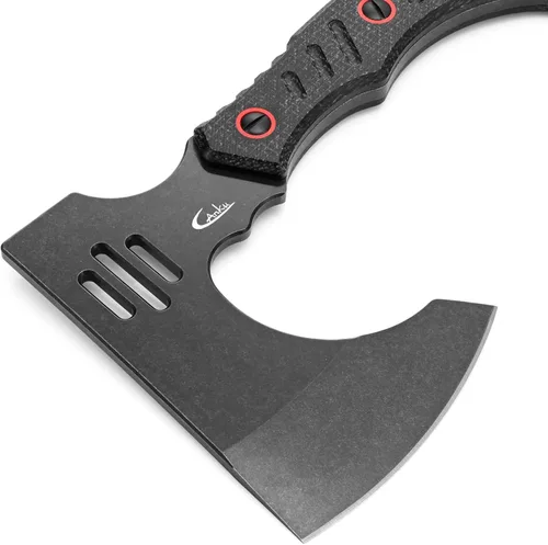 Miniatura 3 de C1391 Hacha de camping Hacha de campamento, hoja de acero DC53 con mango de Micarta Hacha de supervivencia para uso en el bosque con fundas de Kydex