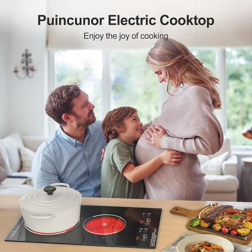 Miniatura 2 de Placa de cocina eléctrica, quemador eléctrico de 2 quemadores integrados y encimera para cocinar, estufa de 2400 W 110 V, 11 ajustes de potencia
