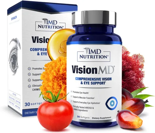 1MD Nutrition VisionMD - Vitamina para ojos CARMIS - Suplemento ocular para adultos - con OptiLut luteína y zeaxantina - Apoya el cuidado de la