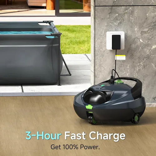 Miniatura 13 de Pooloob Aspirador robótico para piscina con filtración de triple capa y boya flotante, para mantenimiento diario regular, limpieza de piso plano