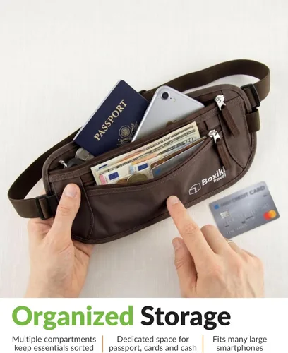 Miniatura 5 de Cinturón de dinero con bloqueo RFID para viajes – Cartera de viaje oculta ultracómoda, liviana y resistente al agua con correa ajustable – Portador