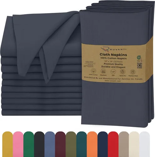 Miniatura 39 de Ruvanti - Servilletas de tela, paquete de 6, 45x45 centímetros, 100% algodón, lavables, suaves y absorbentes, perfectas para bodas, cenas de Belleza