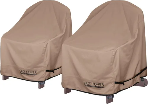 Miniatura 10 de ULTCOVER Funda Impermeable para Silla de Patio – Funda para Silla de Césped Individual de Salón de Asiento Profundo para Exteriores, Paquete de 2