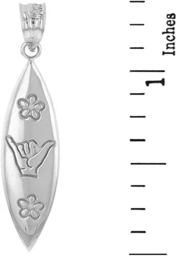 Miniatura 2 de Plata de ley 925Shaka Hang Loose Sign Colgante Tabla De Surf De Hawaii