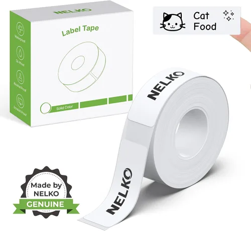 Miniatura 11 de Cinta para hacer etiquetas genuina Nelko P21, papel de impresión de etiquetas adaptado, 14x40mm (0.55"x1.57"), laminado estándar, reemplazo