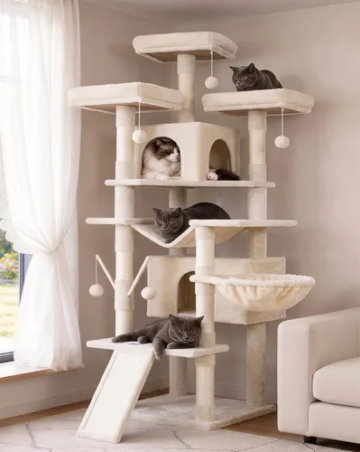 Hey-brother Árbol de gato, torre XL grande de 71 pulgadas para gatos de interior, casa de gato de varios niveles con 3 asientos acolchados, rascador