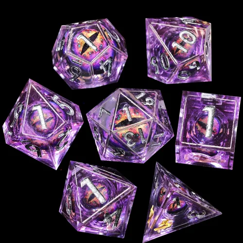Miniatura 10 de Mini Planet Poliédrico MTG Sharp Edge Liquid Core Dungeons and Dragons RPG Resina Hecho a Mano 7Pcs DND Juego de dados