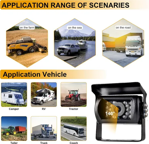Miniatura 6 de Cámara de respaldo para caravana, HD 1080P cámara trasera con cámara de respaldo con monitor de 7 pulgadas para caravana, camión, remolque