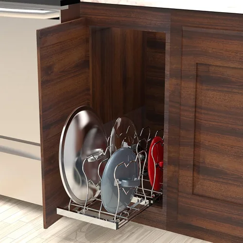 Miniatura 6 de Simple Houseware Organizador extraíble debajo del gabinete estante deslizante para cocina, baño, sartén de despensa y tapa de olla, color plateado