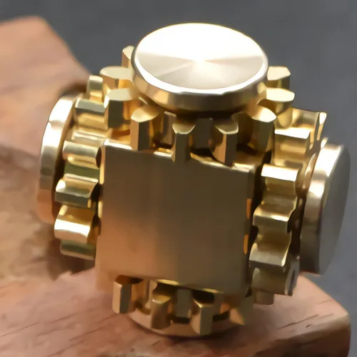 Miniatura 5 de Cubo de latón puro para personas inquietas, spinner de metal, engranes, juguete de mano, para armar usted mismo, EDC, enfoque, meditación, romper