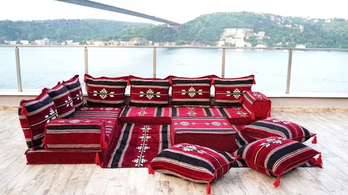 Miniatura 4 de Sofá de piso modular hecho a mano arabicsofa – Asiento oriental Majlis con cojines de respaldo