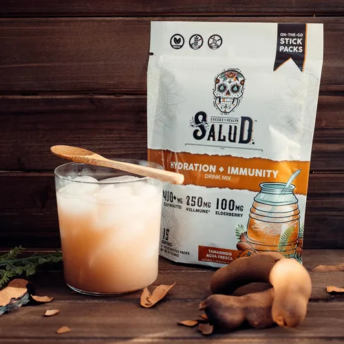 Miniatura 8 de Paquetes de Hidratación 2-en-1 Salud + Polvo de Electrolitos para la Inmunidad, Tamarindo - Mezcla para Bebida Agua Fresca, Baya del Saúco, Libre