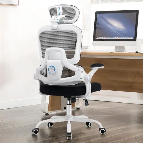 Silla de oficina ergonómica, silla de escritorio de malla con soporte lumbar ajustable 2D, alivia el dolor de espalda durante largos días de trabajo